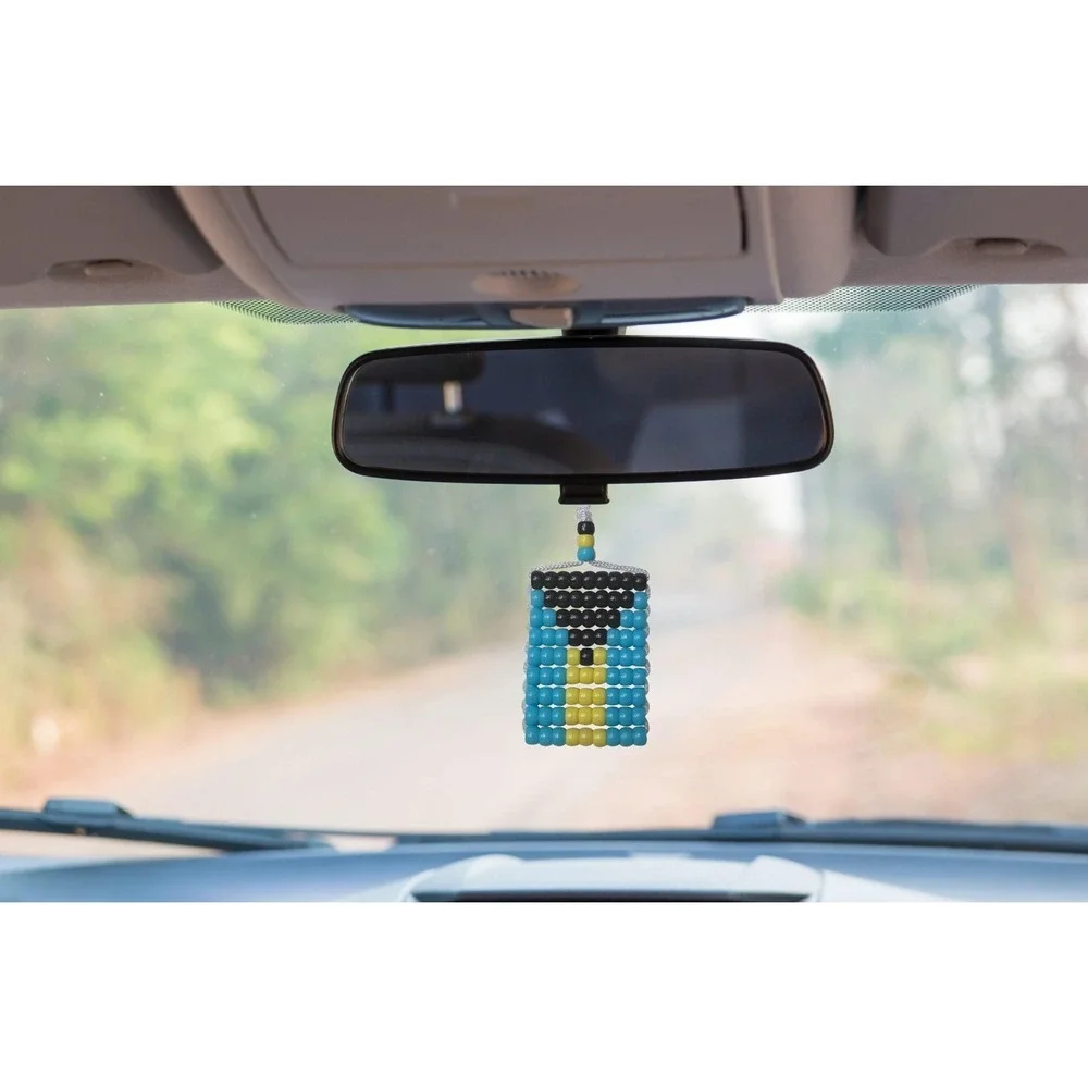 Car Rearview Mirror Danglers.‎ Car Accessory. Pony Beads Bahamas Flag